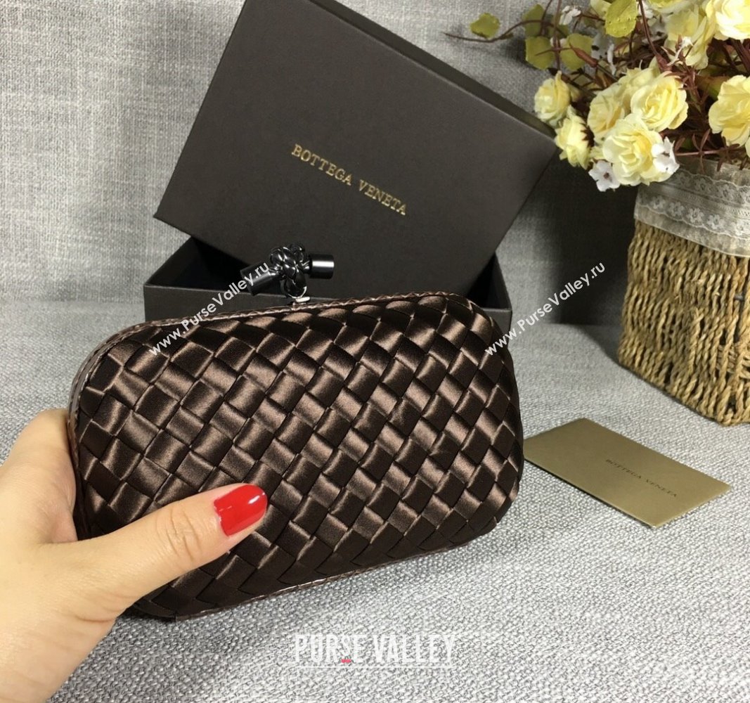 Bottega Veneta Satin Knot Mini Clutch Dark Coffee 2024 BV8651 (WT-240528016)