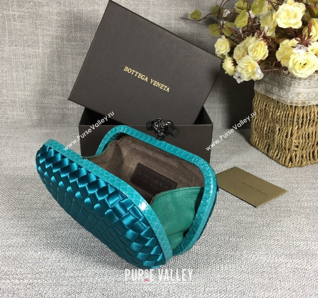 Bottega Veneta Satin Knot Mini Clutch Lake Green 2024 BV8651 (WT-240528021)