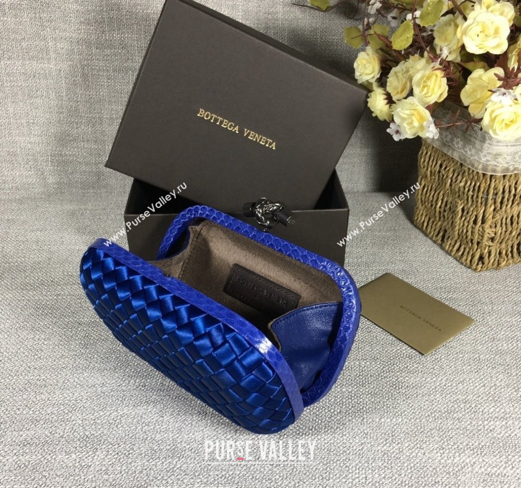 Bottega Veneta Satin Knot Mini Clutch Stone Blue 2024 BV8651 (WT-240528022)