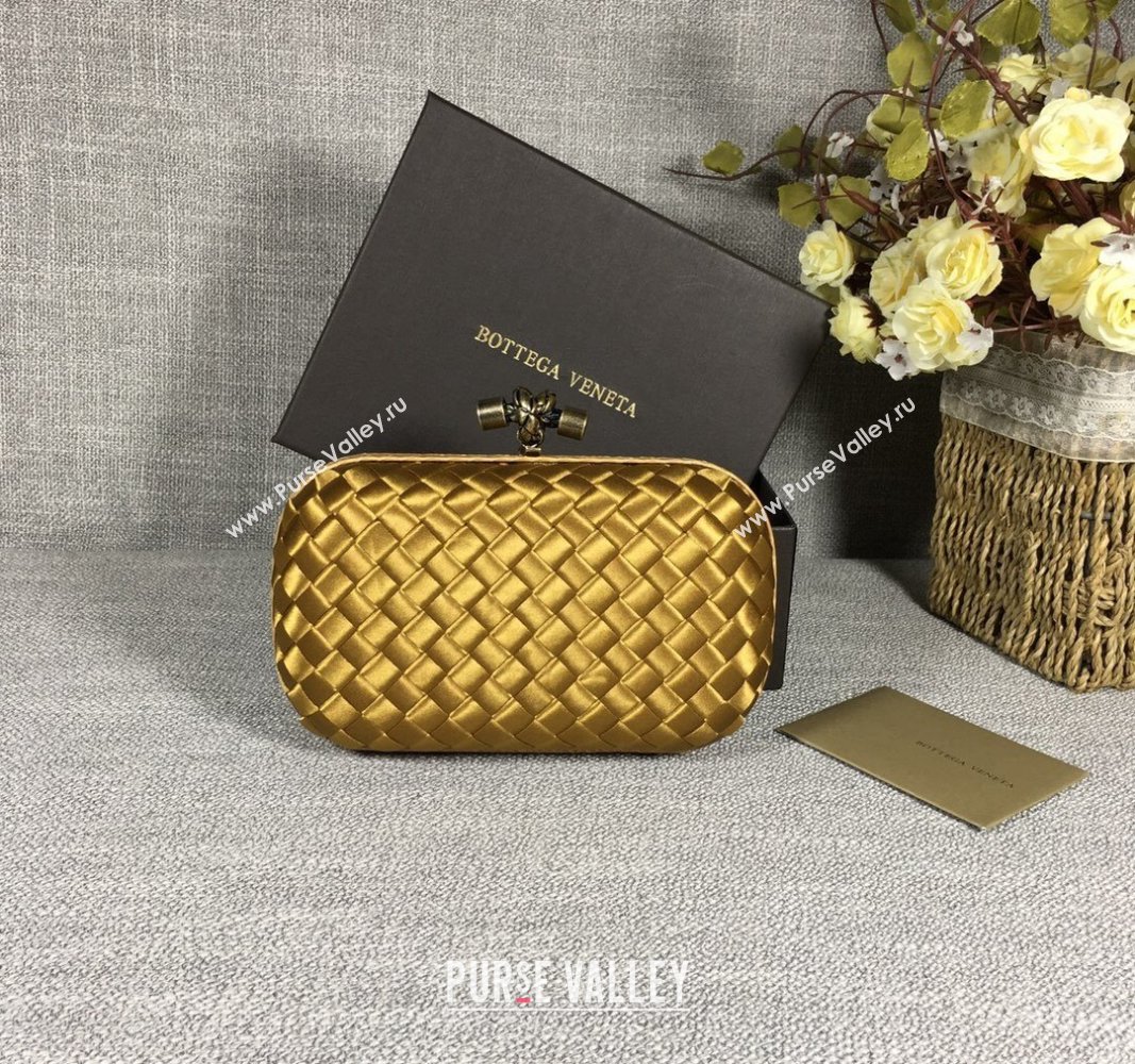 Bottega Veneta Satin Knot Mini Clutch Bronze Gold 2024 BV8651 (WT-240528023)