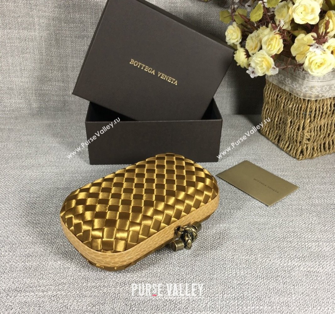 Bottega Veneta Satin Knot Mini Clutch Bronze Gold 2024 BV8651 (WT-240528023)