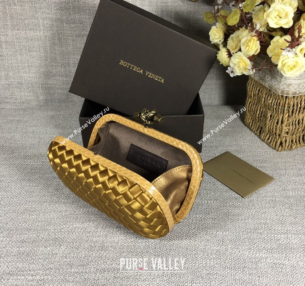 Bottega Veneta Satin Knot Mini Clutch Bronze Gold 2024 BV8651 (WT-240528023)