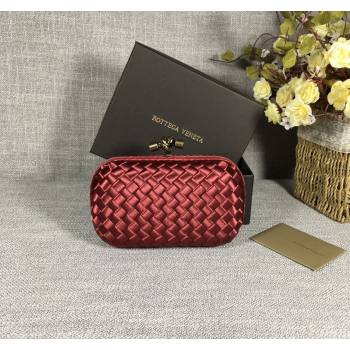 Bottega Veneta Satin Knot Mini Clutch Burgundy 2024 BV8651 (WT-240528024)