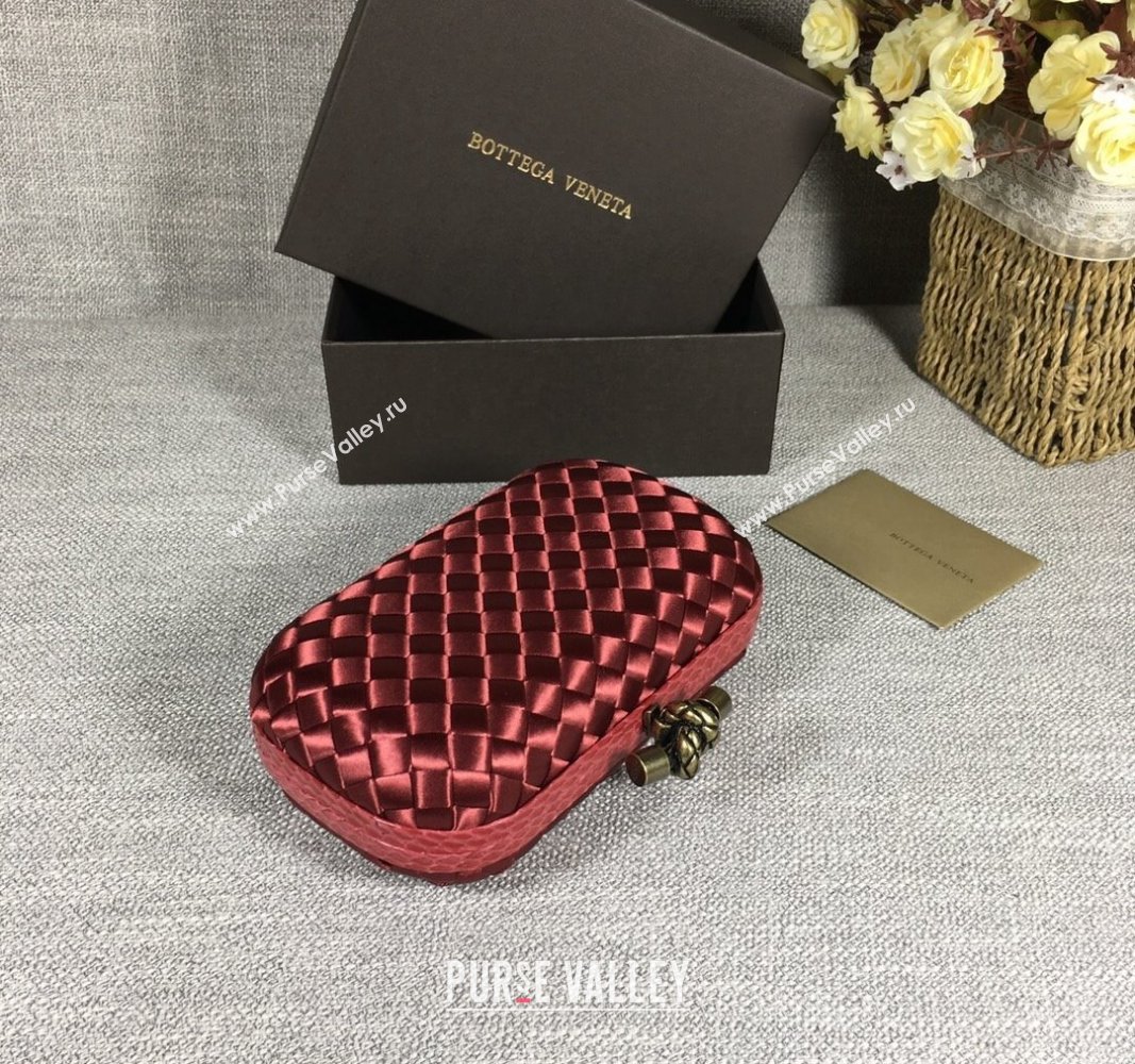 Bottega Veneta Satin Knot Mini Clutch Burgundy 2024 BV8651 (WT-240528024)