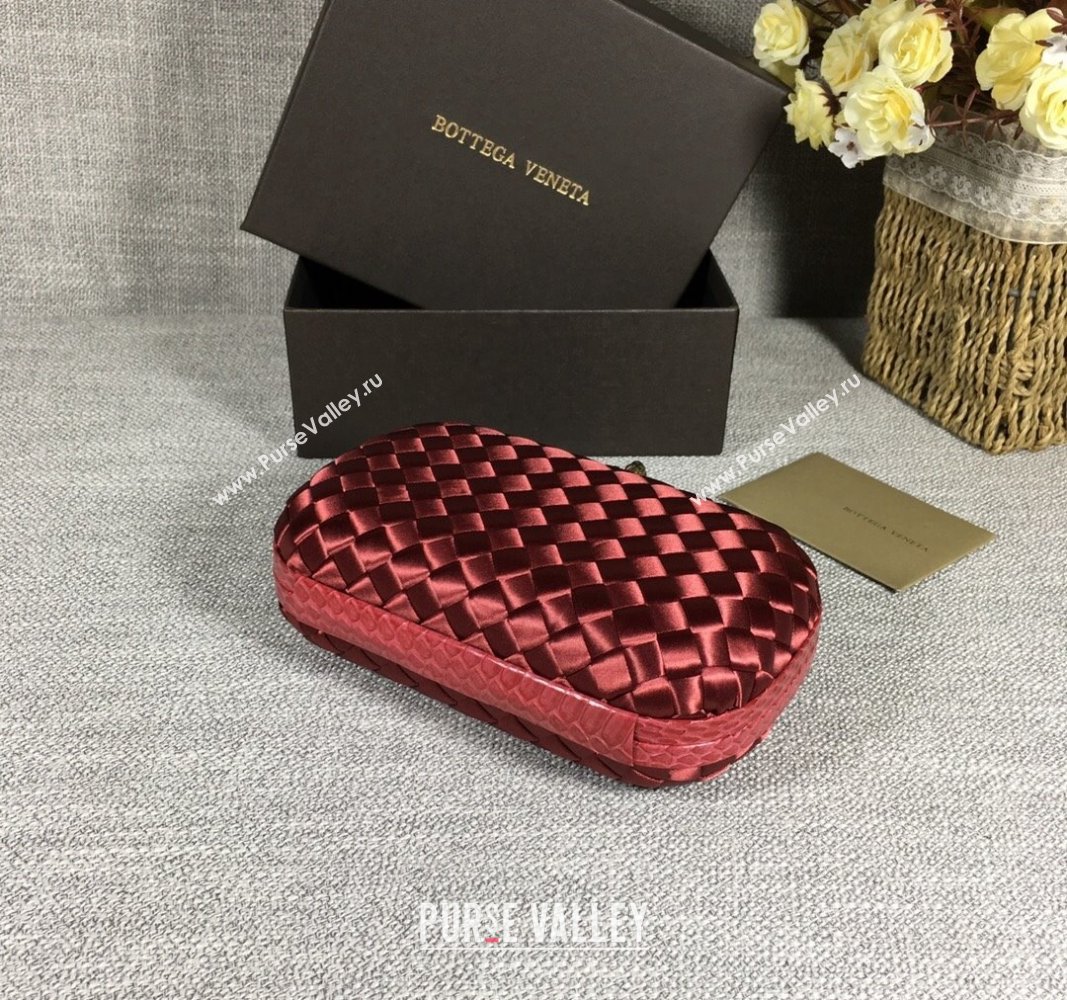 Bottega Veneta Satin Knot Mini Clutch Burgundy 2024 BV8651 (WT-240528024)