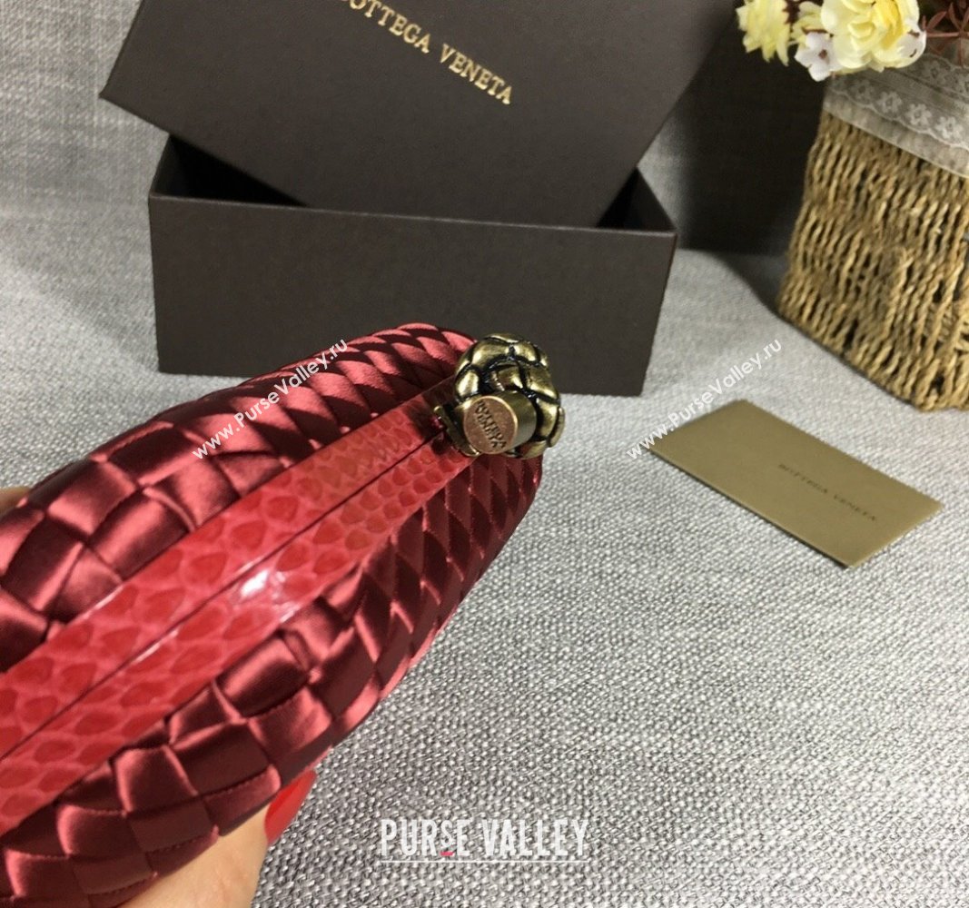 Bottega Veneta Satin Knot Mini Clutch Burgundy 2024 BV8651 (WT-240528024)