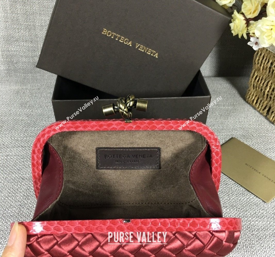 Bottega Veneta Satin Knot Mini Clutch Burgundy 2024 BV8651 (WT-240528024)