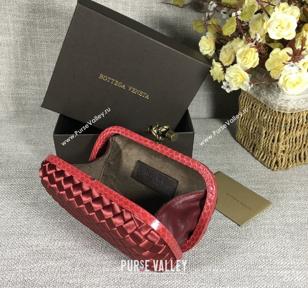 Bottega Veneta Satin Knot Mini Clutch Burgundy 2024 BV8651 (WT-240528024)