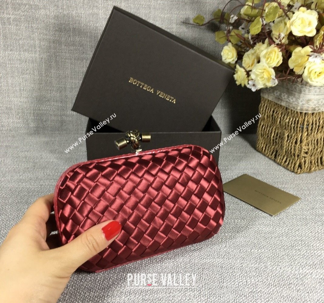 Bottega Veneta Satin Knot Mini Clutch Burgundy 2024 BV8651 (WT-240528024)