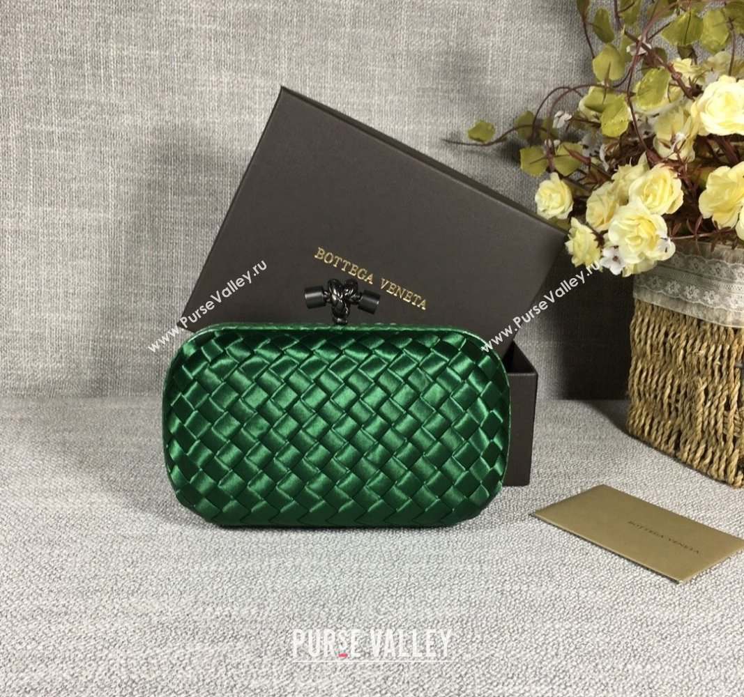 Bottega Veneta Satin Knot Mini Clutch Dark Green 2024 BV8651 (WT-240528025)