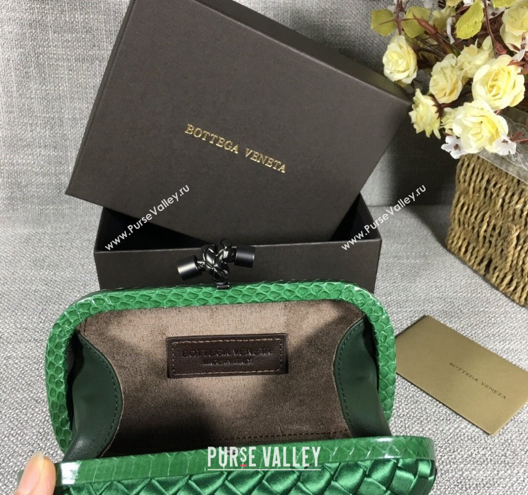 Bottega Veneta Satin Knot Mini Clutch Dark Green 2024 BV8651 (WT-240528025)