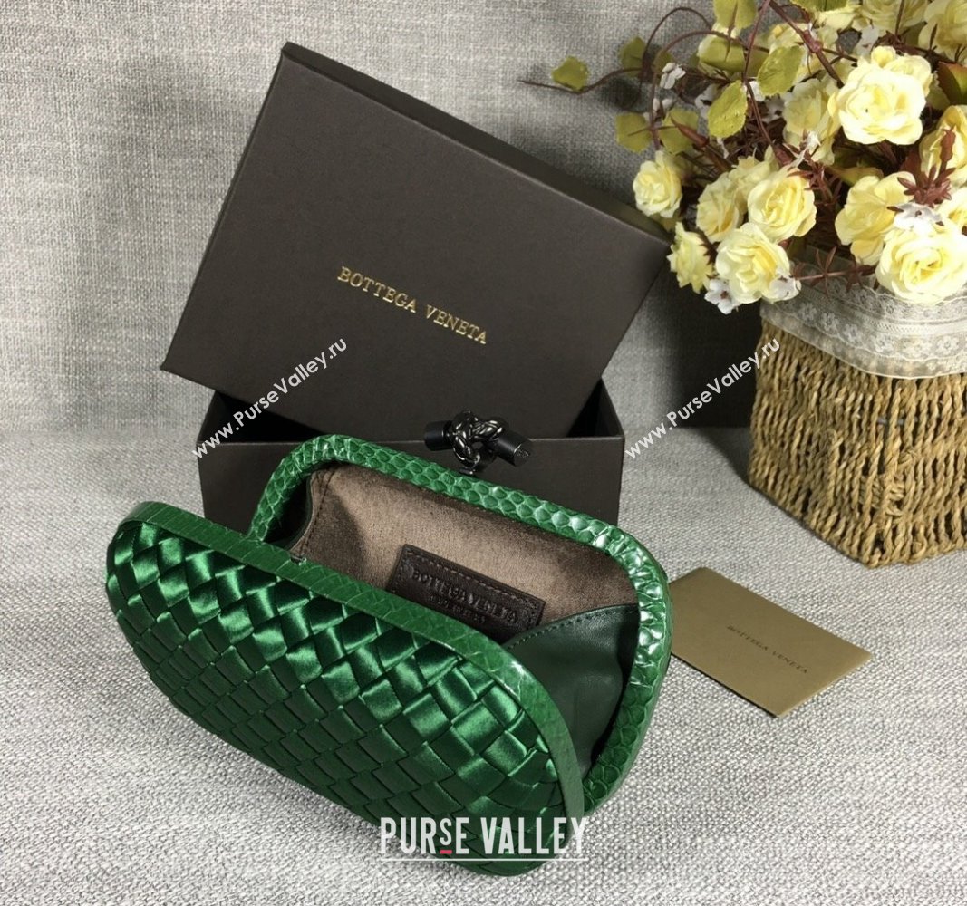 Bottega Veneta Satin Knot Mini Clutch Dark Green 2024 BV8651 (WT-240528025)