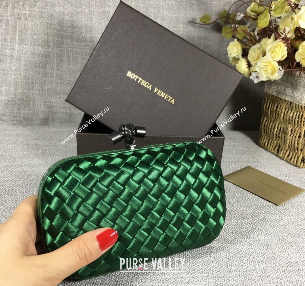 Bottega Veneta Satin Knot Mini Clutch Dark Green 2024 BV8651 (WT-240528025)