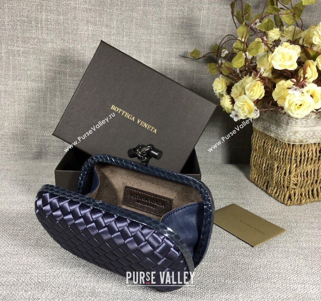 Bottega Veneta Satin Knot Mini Clutch Dusty Blue 2024 BV8651 (WT-240528027)