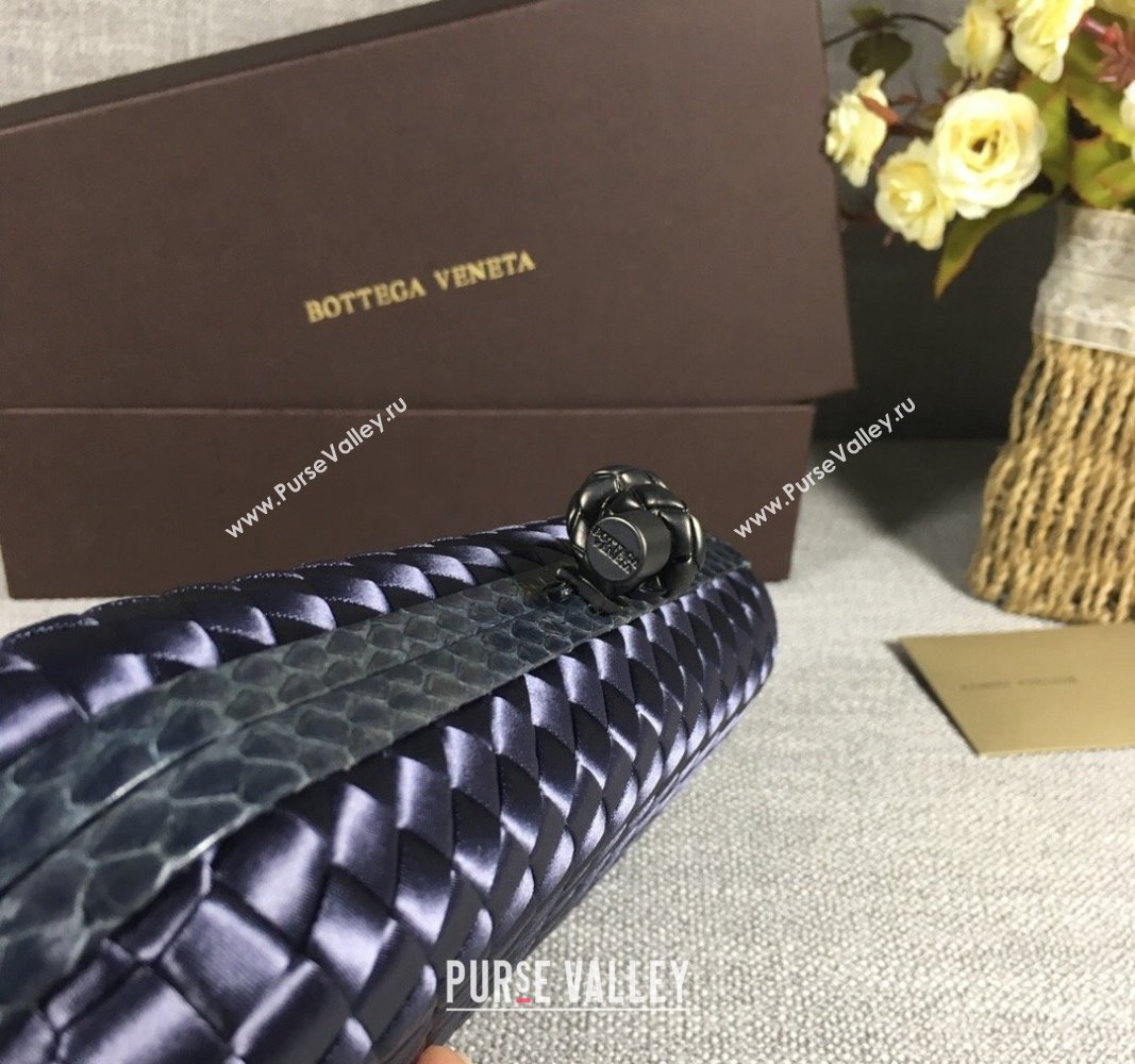 Bottega Veneta Satin Knot Long Clutch Deep Blue 2024 BV8651 (WT-240528029)