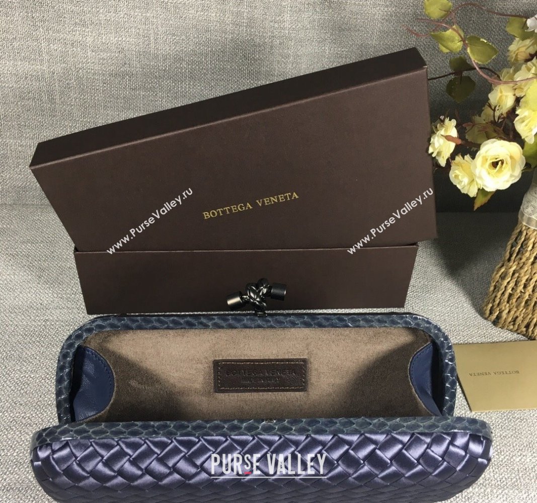 Bottega Veneta Satin Knot Long Clutch Deep Blue 2024 BV8651 (WT-240528029)