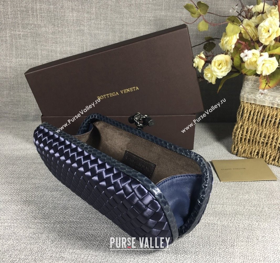 Bottega Veneta Satin Knot Long Clutch Deep Blue 2024 BV8651 (WT-240528029)