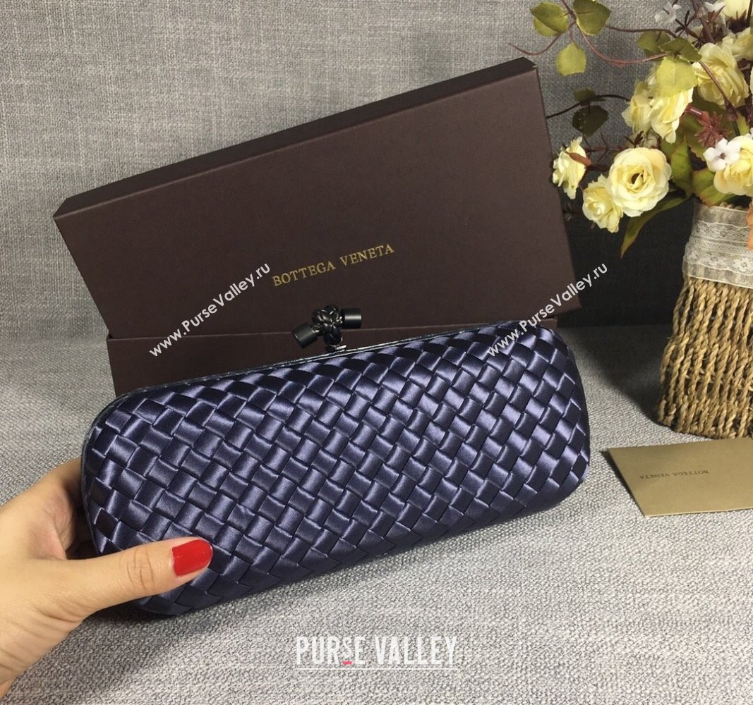 Bottega Veneta Satin Knot Long Clutch Deep Blue 2024 BV8651 (WT-240528029)