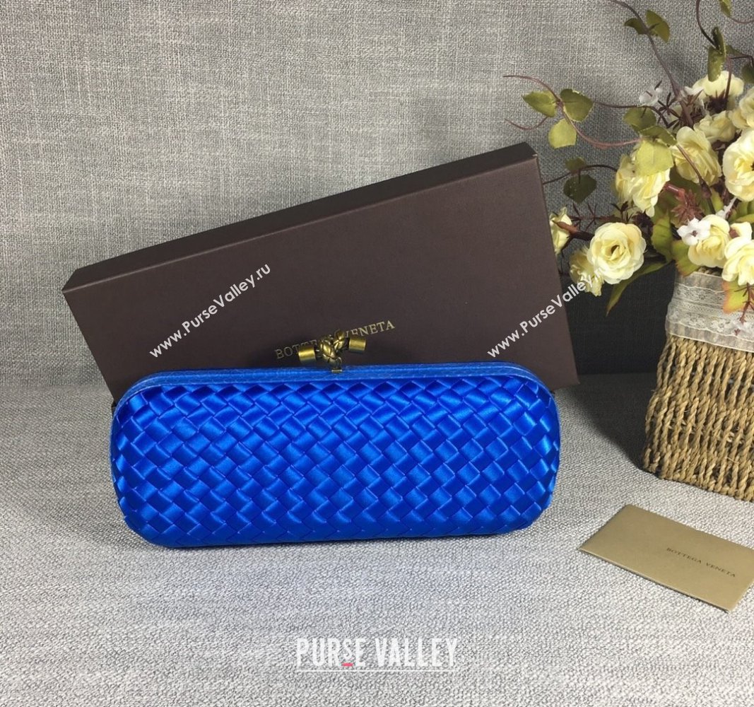 Bottega Veneta Satin Knot Long Clutch Shiny Blue 2024 BV8651 (WT-240528034)