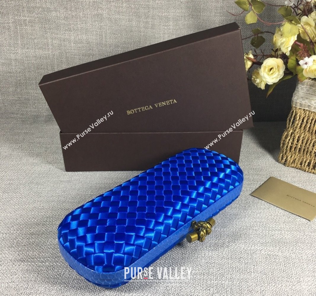 Bottega Veneta Satin Knot Long Clutch Shiny Blue 2024 BV8651 (WT-240528034)