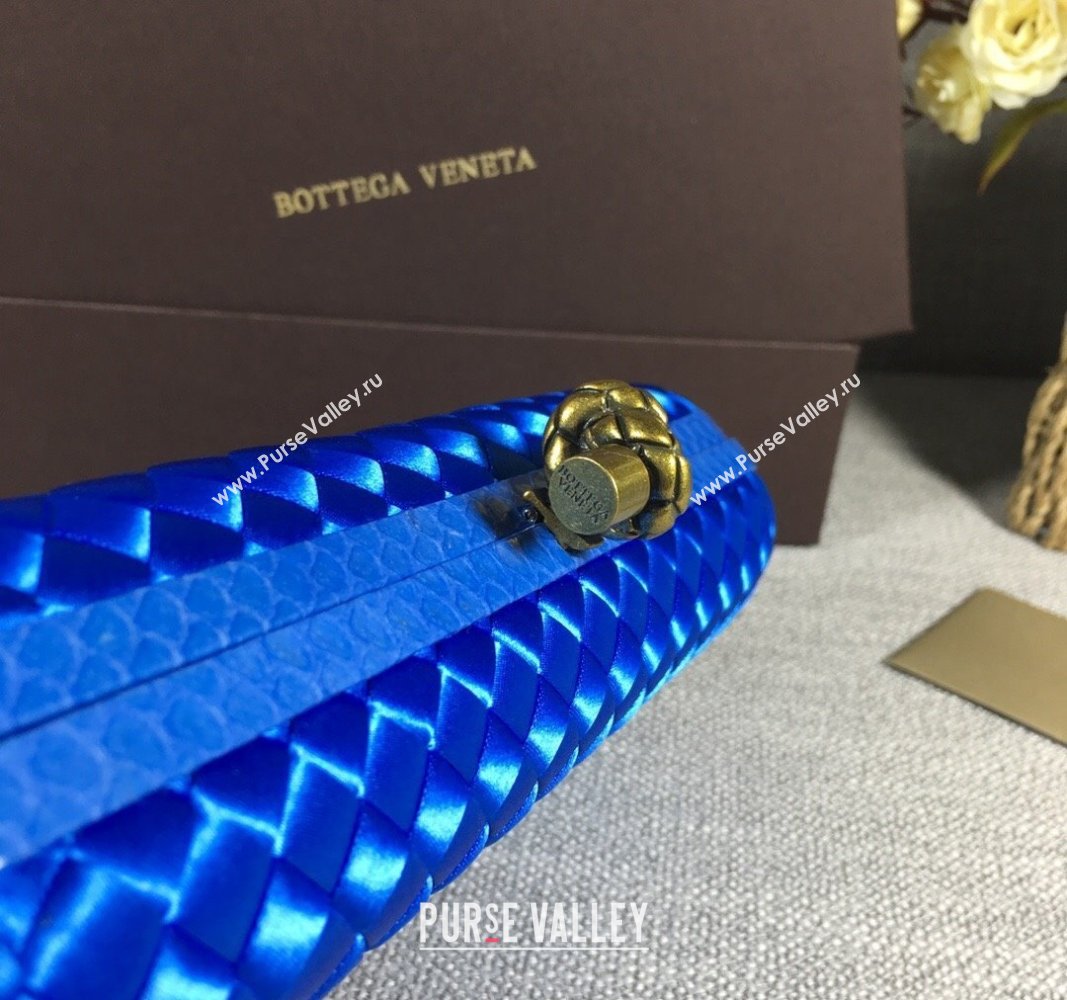 Bottega Veneta Satin Knot Long Clutch Shiny Blue 2024 BV8651 (WT-240528034)