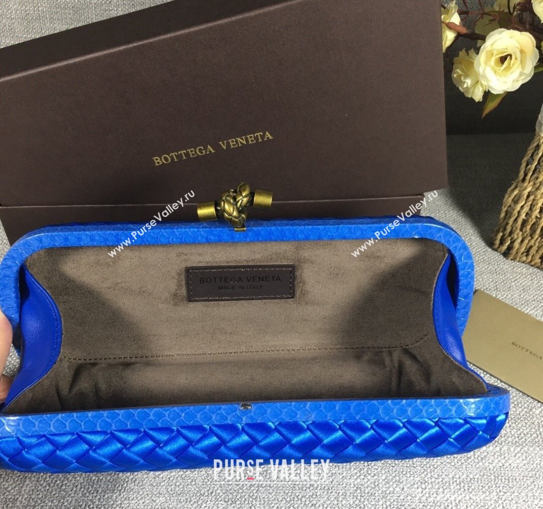 Bottega Veneta Satin Knot Long Clutch Shiny Blue 2024 BV8651 (WT-240528034)