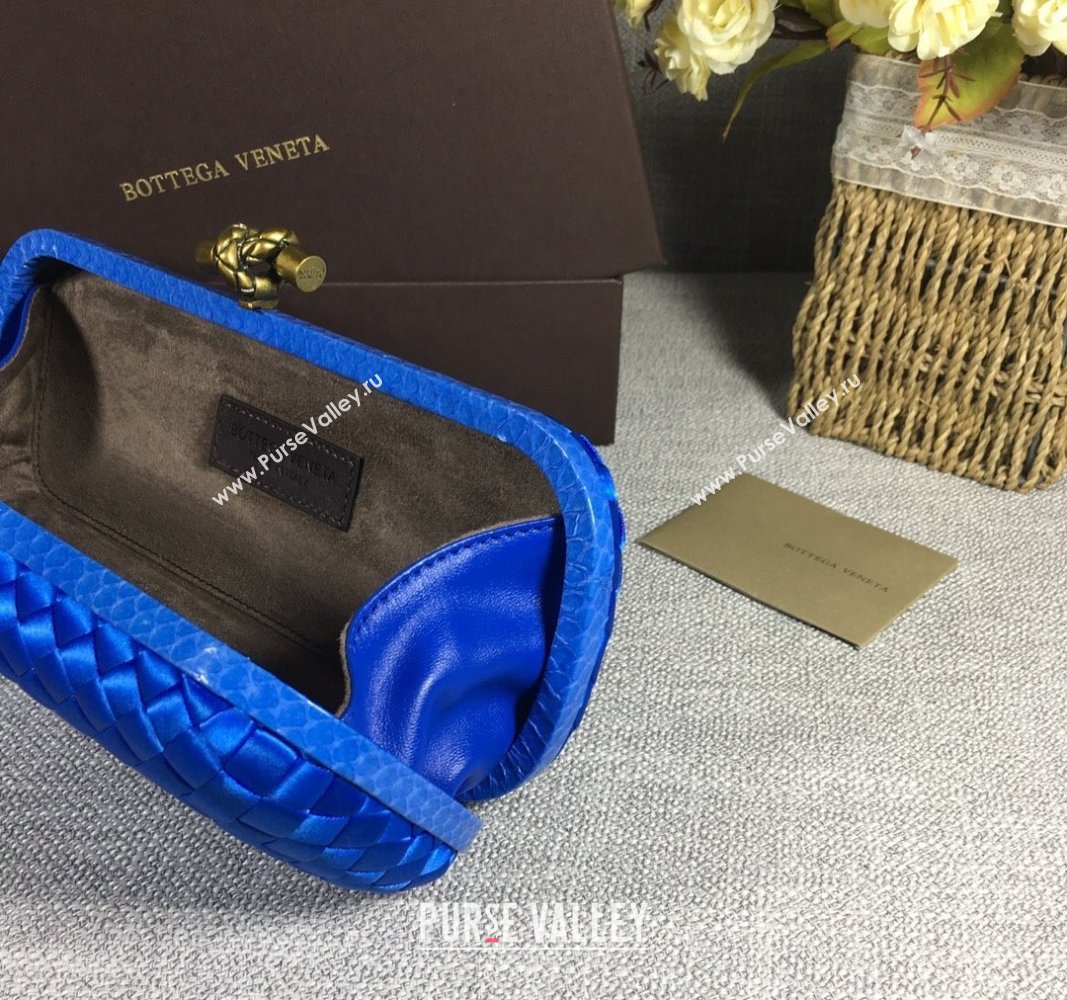 Bottega Veneta Satin Knot Long Clutch Shiny Blue 2024 BV8651 (WT-240528034)