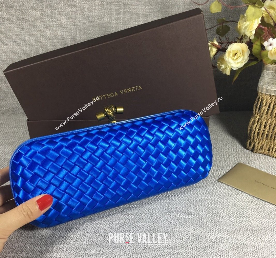 Bottega Veneta Satin Knot Long Clutch Shiny Blue 2024 BV8651 (WT-240528034)