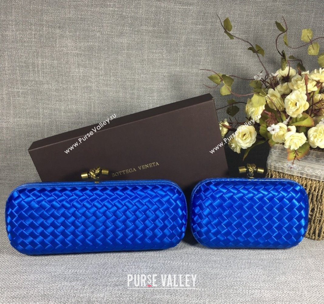 Bottega Veneta Satin Knot Long Clutch Shiny Blue 2024 BV8651 (WT-240528034)