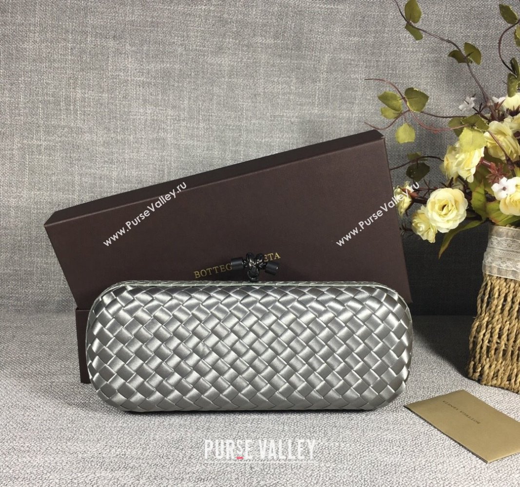 Bottega Veneta Satin Knot Long Clutch Silver Grey 2024 BV8651 (WT-240528037)