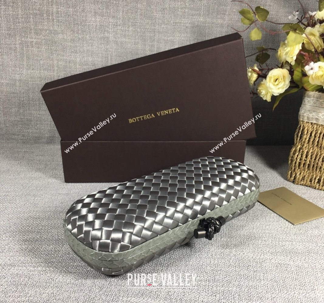 Bottega Veneta Satin Knot Long Clutch Silver Grey 2024 BV8651 (WT-240528037)