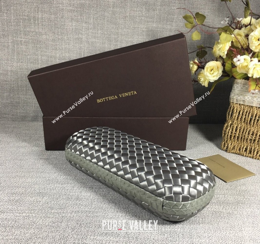 Bottega Veneta Satin Knot Long Clutch Silver Grey 2024 BV8651 (WT-240528037)