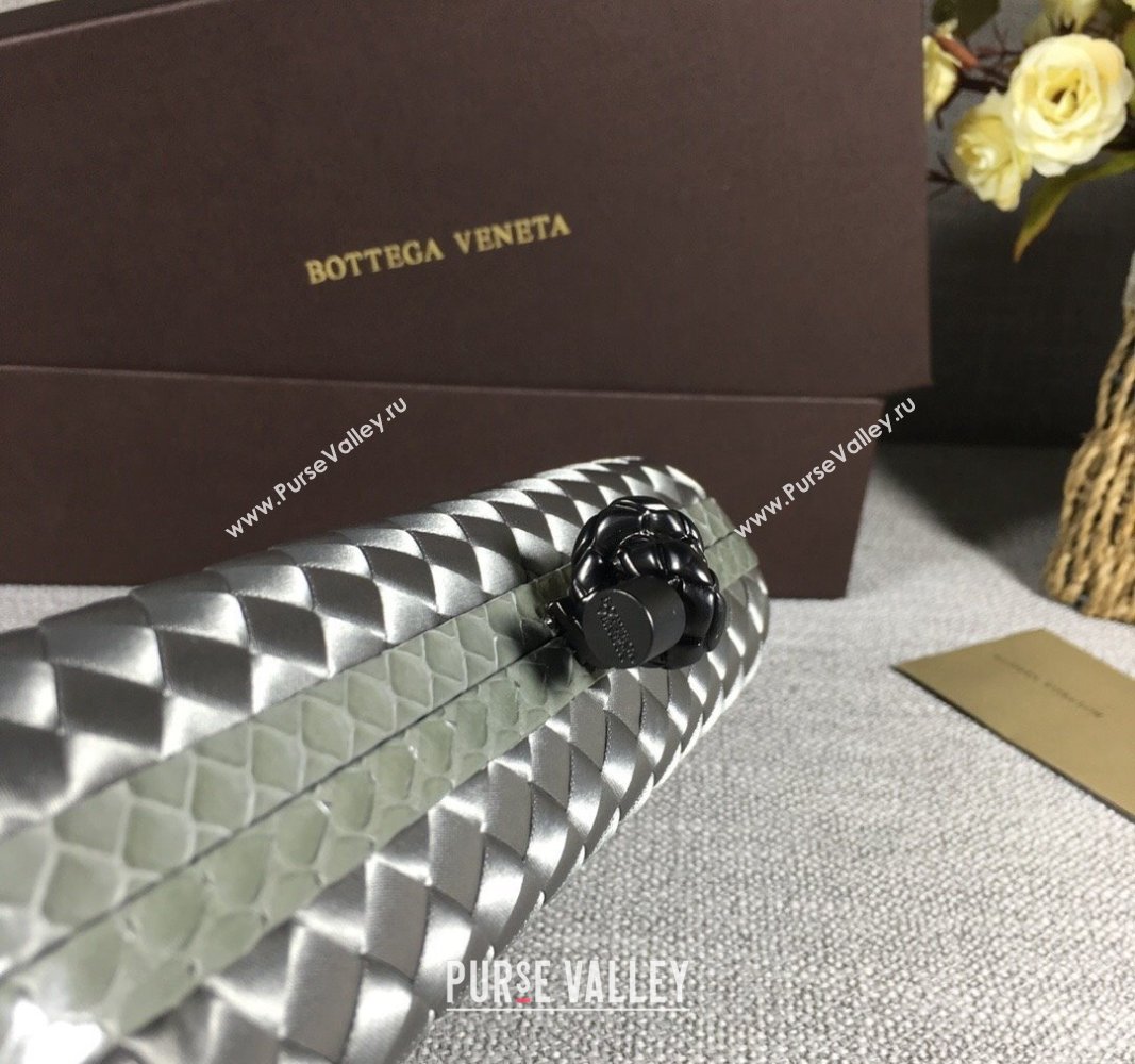 Bottega Veneta Satin Knot Long Clutch Silver Grey 2024 BV8651 (WT-240528037)