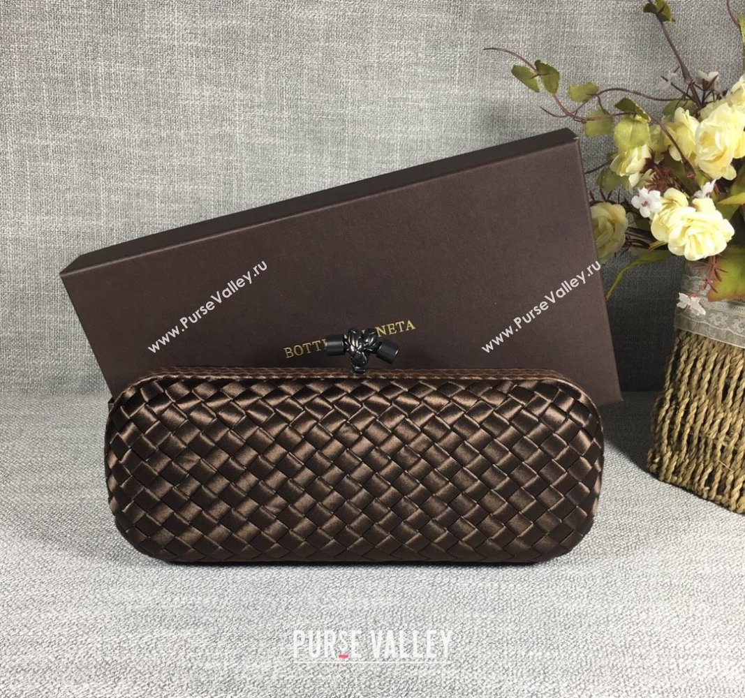 Bottega Veneta Satin Knot Long Clutch Dark Coffee 2024 BV8651 (WT-240528045)