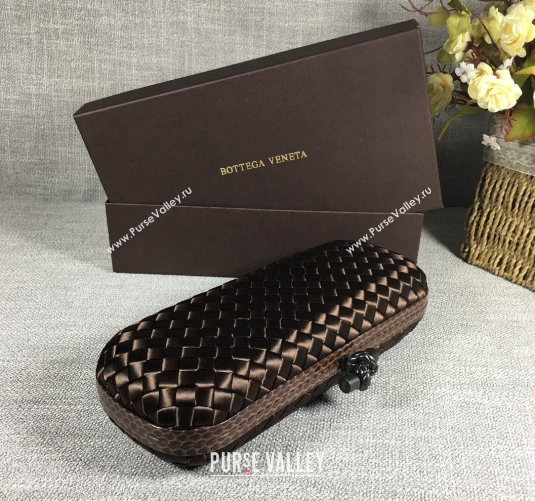 Bottega Veneta Satin Knot Long Clutch Dark Coffee 2024 BV8651 (WT-240528045)