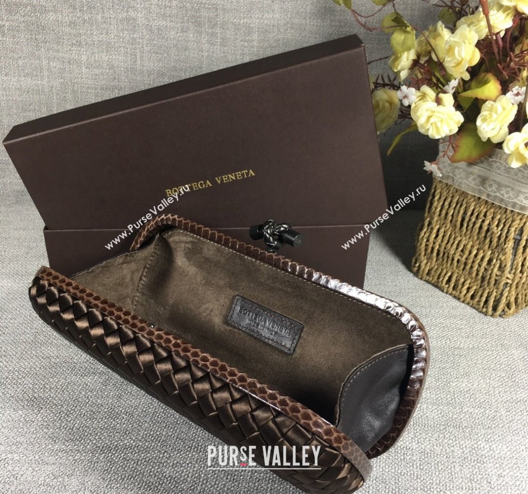 Bottega Veneta Satin Knot Long Clutch Dark Coffee 2024 BV8651 (WT-240528045)