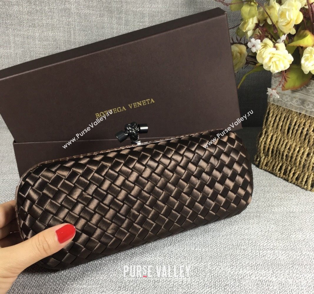 Bottega Veneta Satin Knot Long Clutch Dark Coffee 2024 BV8651 (WT-240528045)