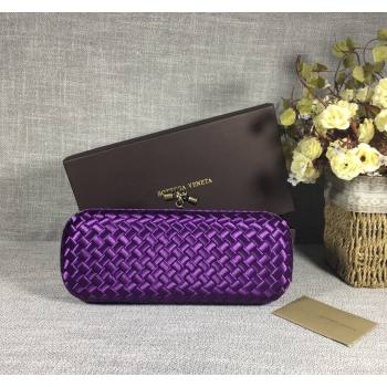 Bottega Veneta Satin Knot Long Clutch Dark Purple 2024 BV8651 (WT-240528046)