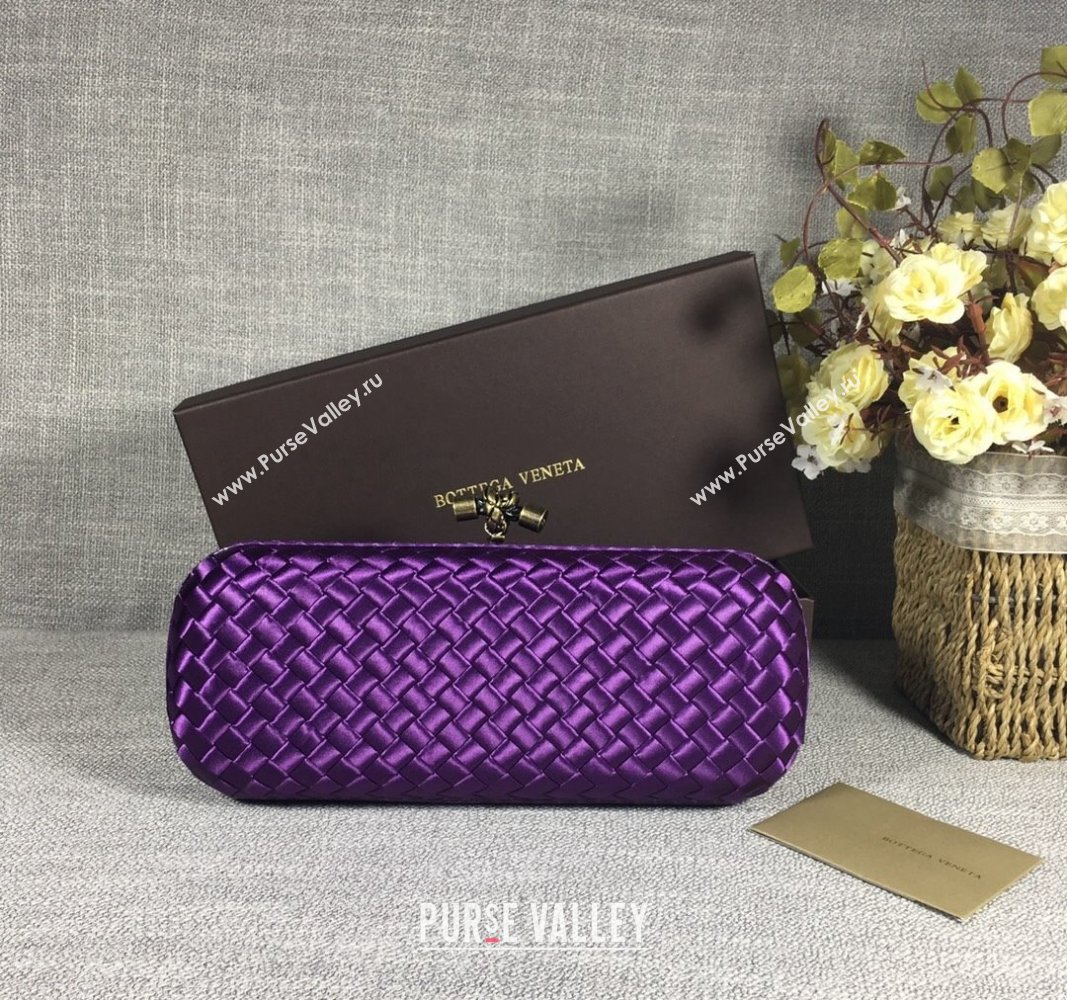 Bottega Veneta Satin Knot Long Clutch Dark Purple 2024 BV8651 (WT-240528046)