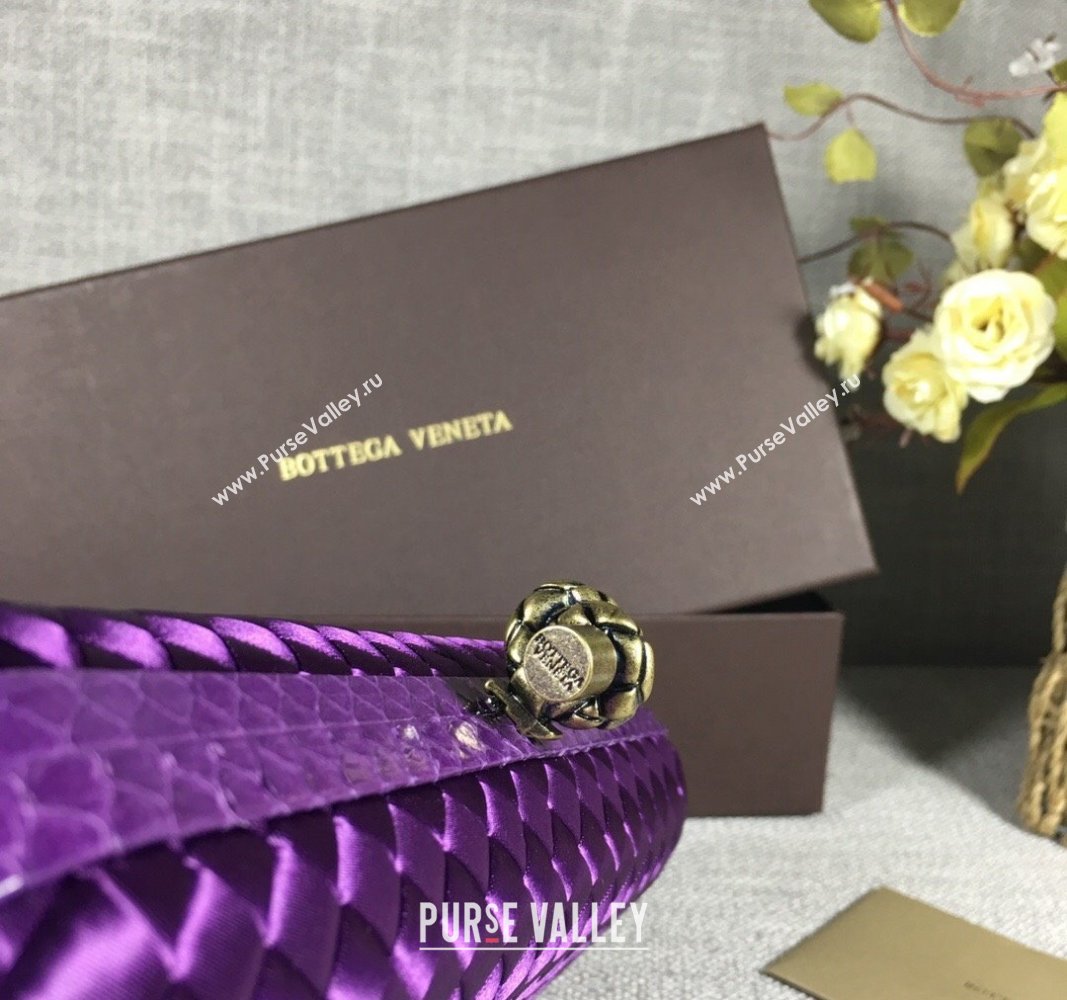 Bottega Veneta Satin Knot Long Clutch Dark Purple 2024 BV8651 (WT-240528046)