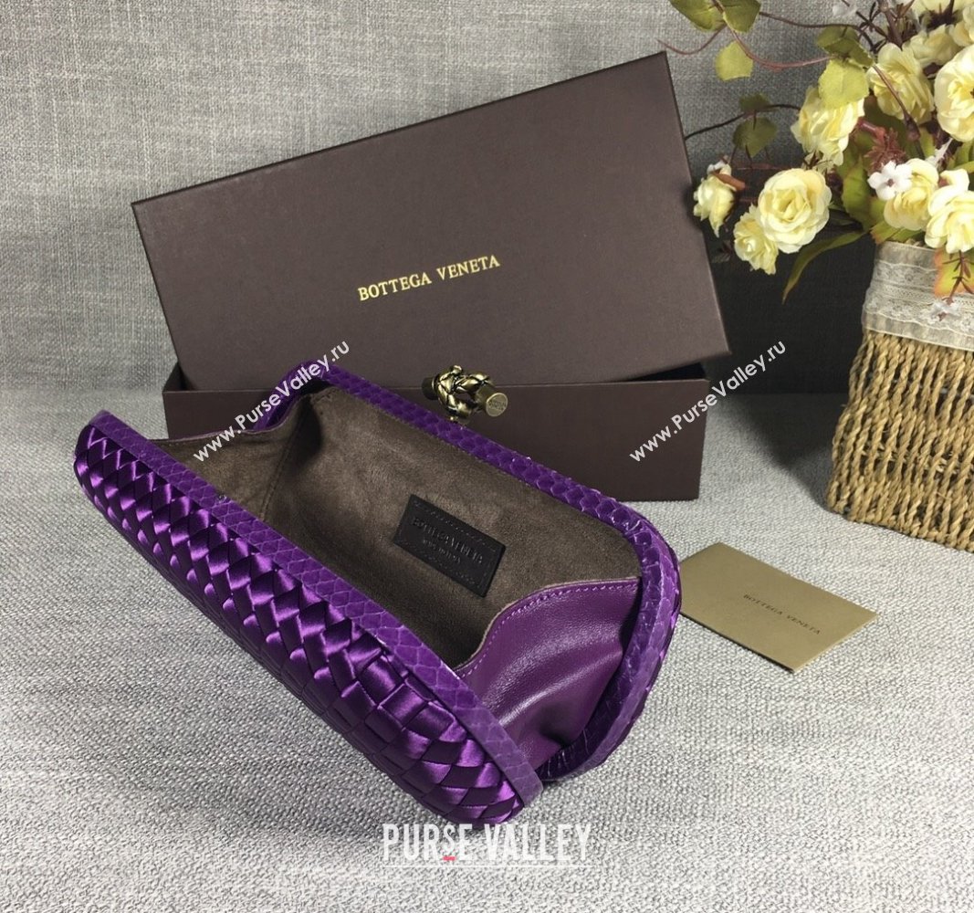 Bottega Veneta Satin Knot Long Clutch Dark Purple 2024 BV8651 (WT-240528046)