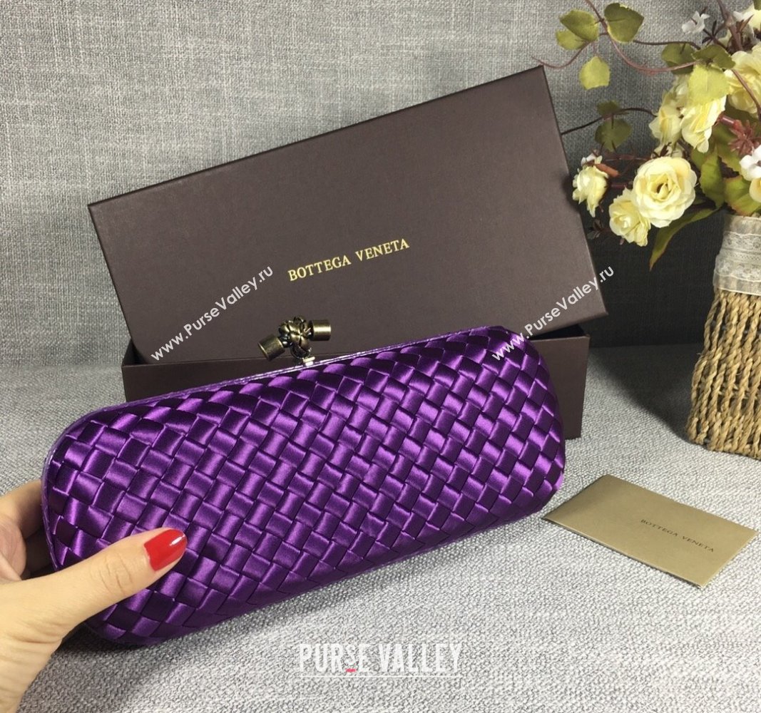 Bottega Veneta Satin Knot Long Clutch Dark Purple 2024 BV8651 (WT-240528046)