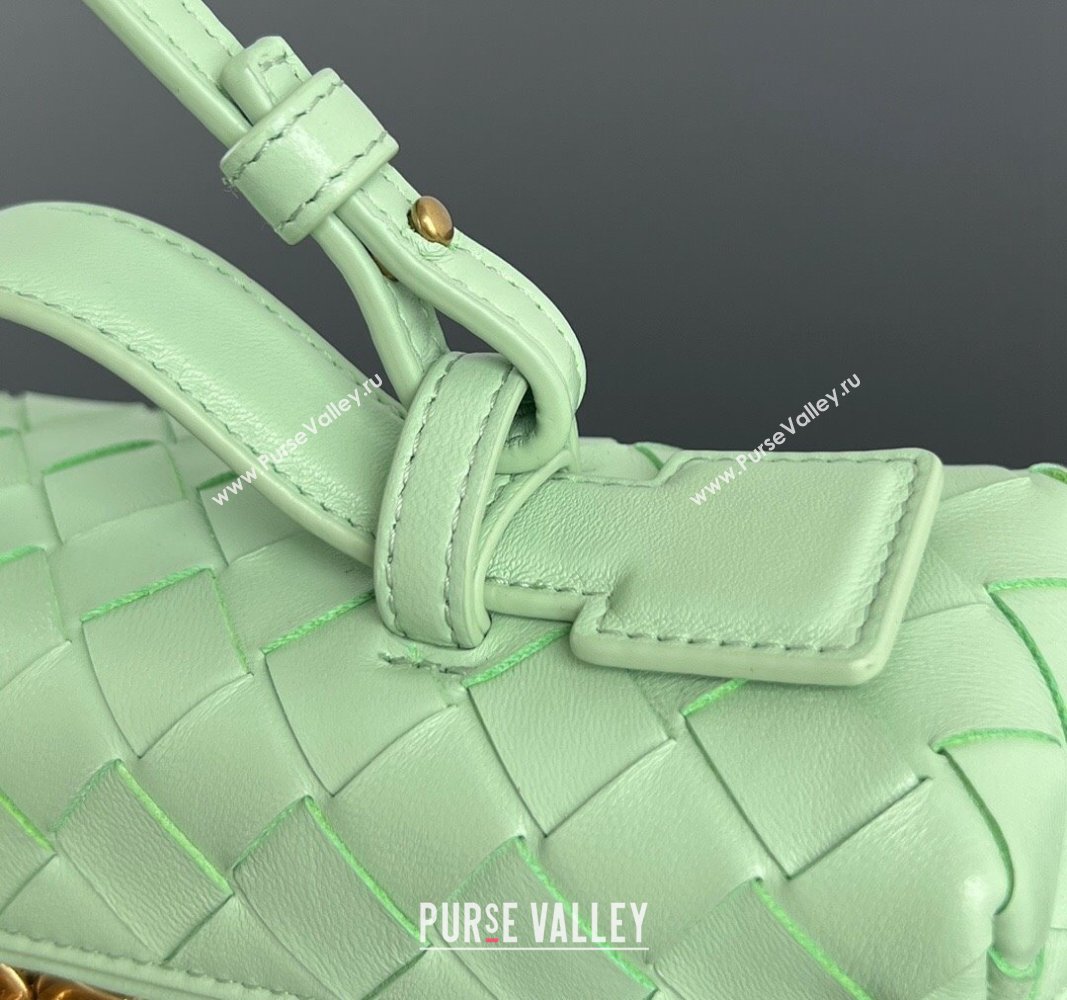 Bottega Veneta Bang Bang Vanity Case in Intrecciato Leather Fresh mint Green 2024 789109 (WT-240528048)