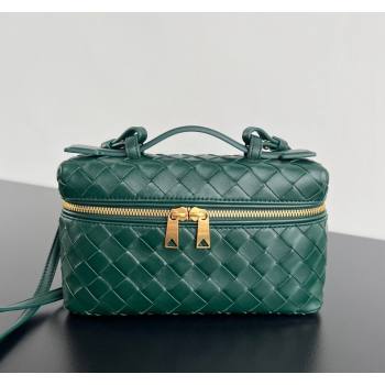 Bottega Veneta Bang Bang Vanity Case in Intrecciato Leather Dark Green 2024 789109 (WT-240528049)