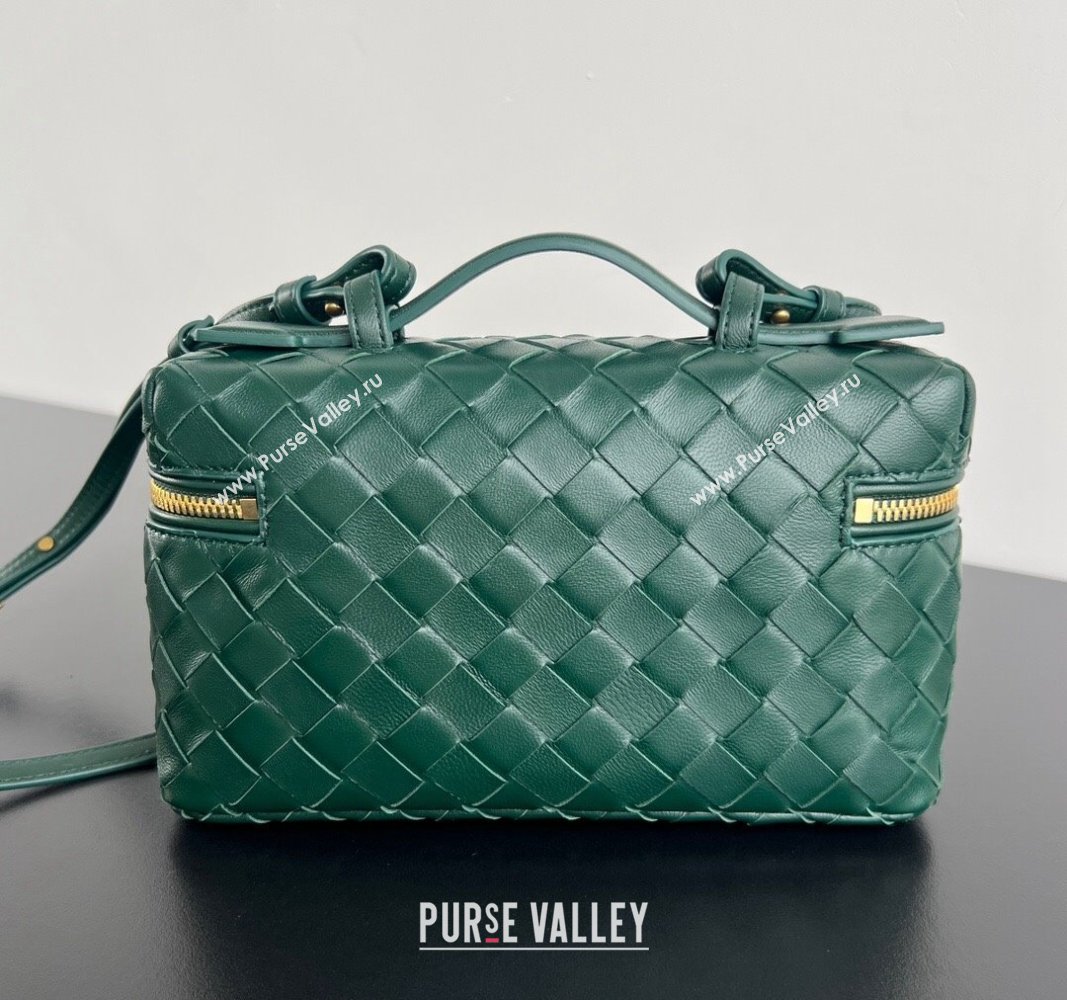 Bottega Veneta Bang Bang Vanity Case in Intrecciato Leather Dark Green 2024 789109 (WT-240528049)