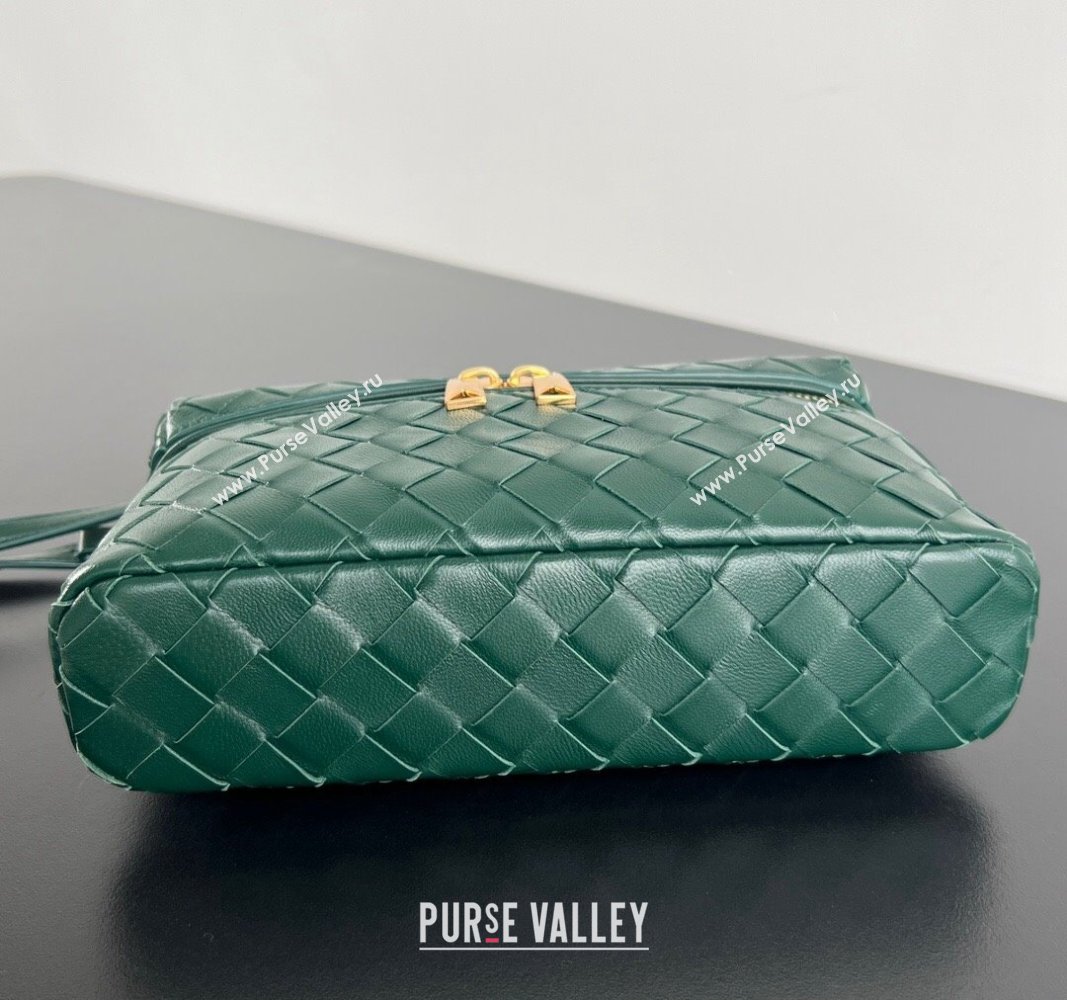 Bottega Veneta Bang Bang Vanity Case in Intrecciato Leather Dark Green 2024 789109 (WT-240528049)