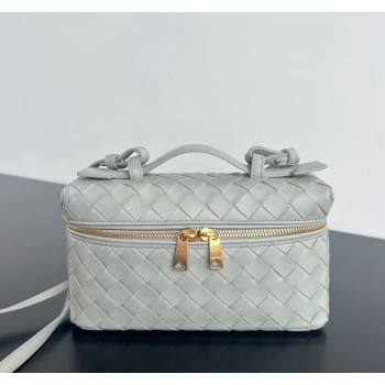 Bottega Veneta Bang Bang Vanity Case in Intrecciato Leather Light Grey 2024 789109 (WT-240528051)