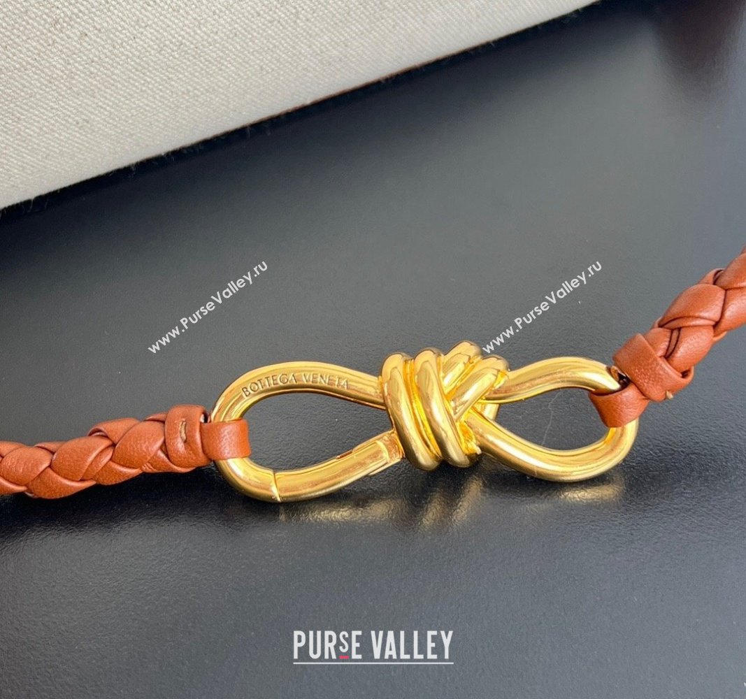 Bottega Veneta Medium Andiamo Top Handle Bag in Leather and Canvas Wood Brown 2024 743572 (WT-240528055)