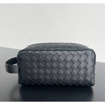 Bottega Veneta Mens Intrecciato Leather Travel Pouch Black 2024 729295 (WT-240528057)