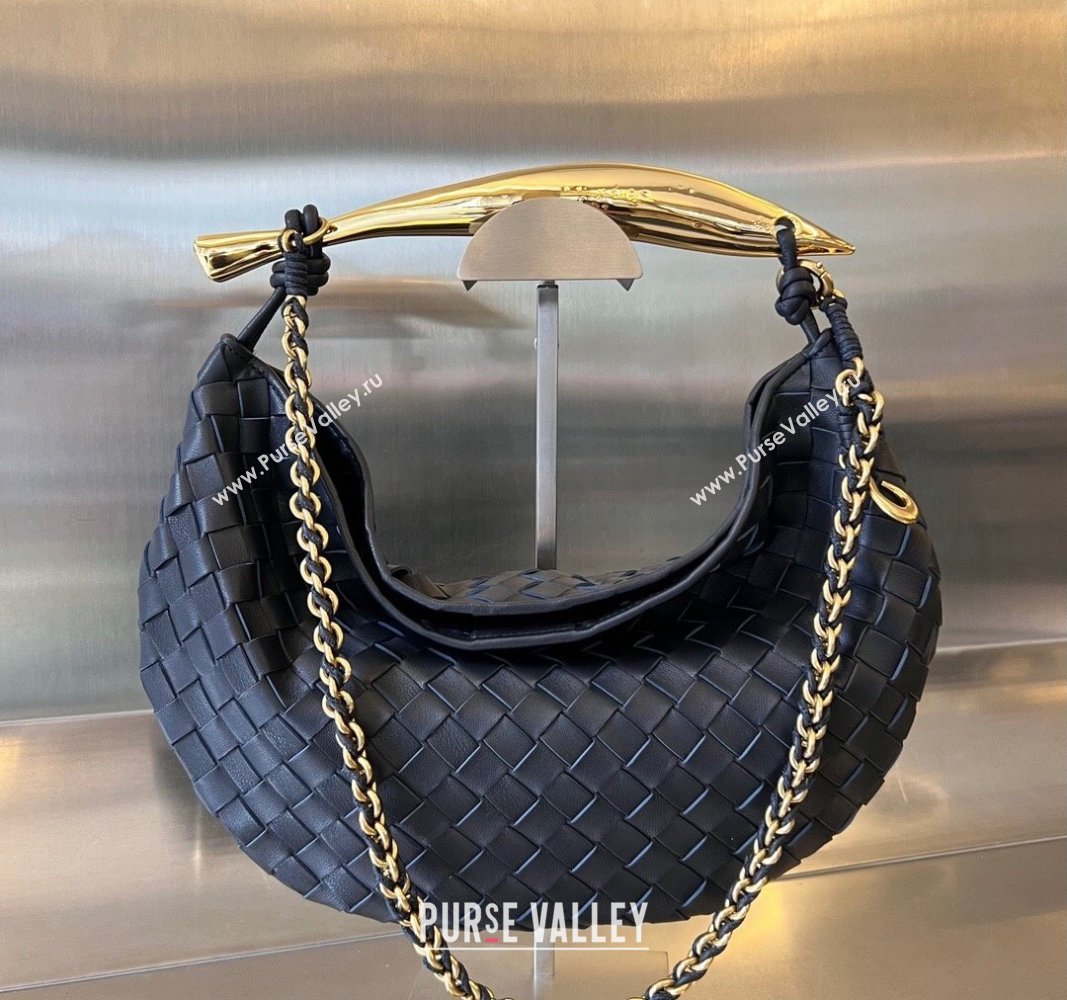 Bottega Veneta Sardine Top handle Bag With Chain Intrecciato Leather 776768 Space Blue 2024 (WT-240528062)